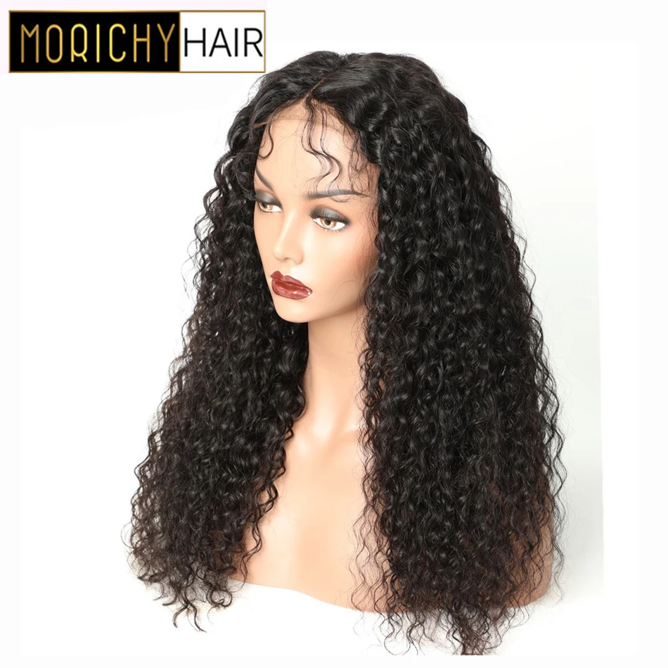 

Morichy Hair Kinky Curly Human Hair 4X4 Lace Closure Wig With Baby Hair Brazilian Non-remy Wig for Women Natural Black Color