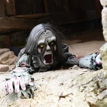 

Halloween Horror Props Electric Crawling Ghost with Glowing Eyes Horror Voice Induction Haunted House Frighten Horrifying Props