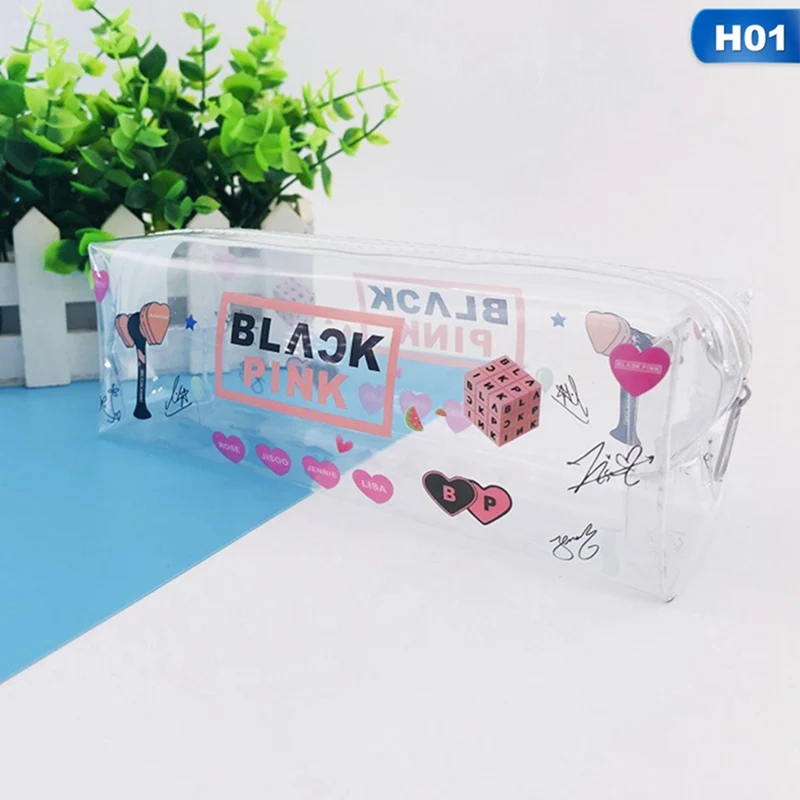 Новинка Kpop BLACKPINK GOT7 TWICE TXT SEVENTEEN прозрачная сумка для хранения розовый чехол-Карандаш Размер 18*6,5*5,5 см Лидер продаж