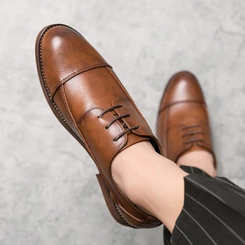 

Fashion Business Dress Men Shoes New Classic Leather Men'S Suits Shoes Fashion Slip on Dress Shoes Men Oxfords 2020 Luxury Shoes