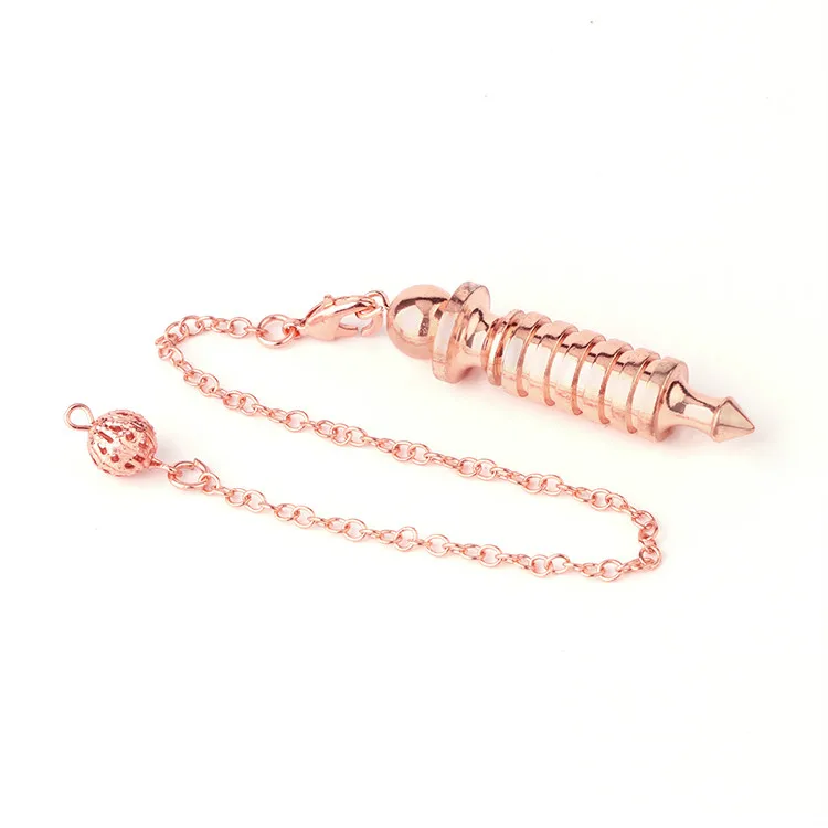 Rose Gold Металлический маятниковый заживляющий коварный шарик со спиралью медный маятник цепи Подвеска Шарм Wicca ювелирные изделия рейки - Окраска металла: Rose Gold
