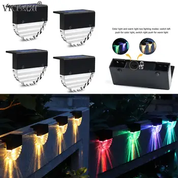 

4pcs Solar LED Stair Light Double Lighting Mode Waterproof Fence Yard Landscape Night Light Sunlight Decorative Lamp Solar Light