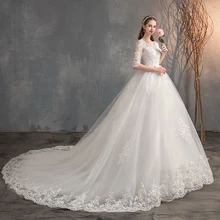 Кружевное вышитое свадебное платье с коротким рукавом длинное свадебное платье с v-образным вырезом элегантного размера плюс Vestido De Noiva