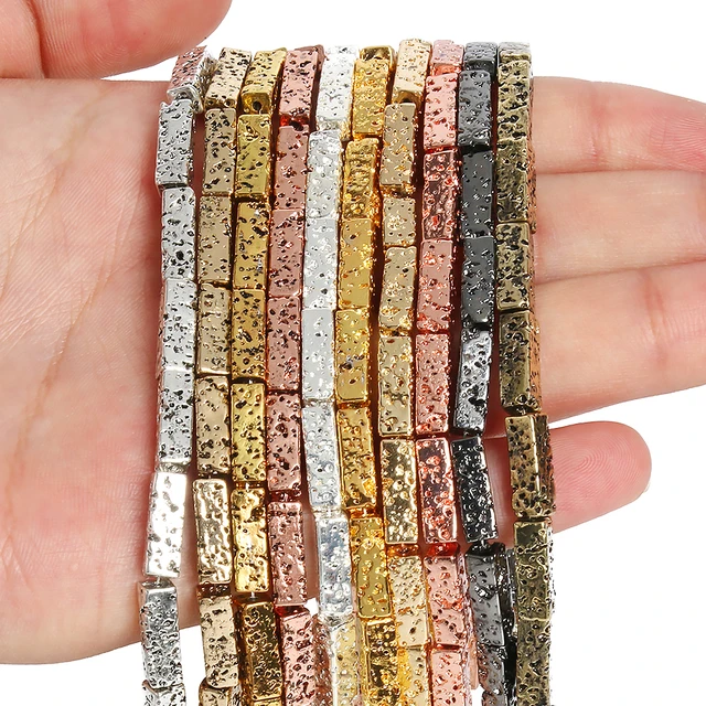 4x2mm Natural Stone Flat Round Gold Plating Volcanic Rock Lava Beads For  Jewelry Making Handmade Diy Bracelet Accessoriories - AliExpress