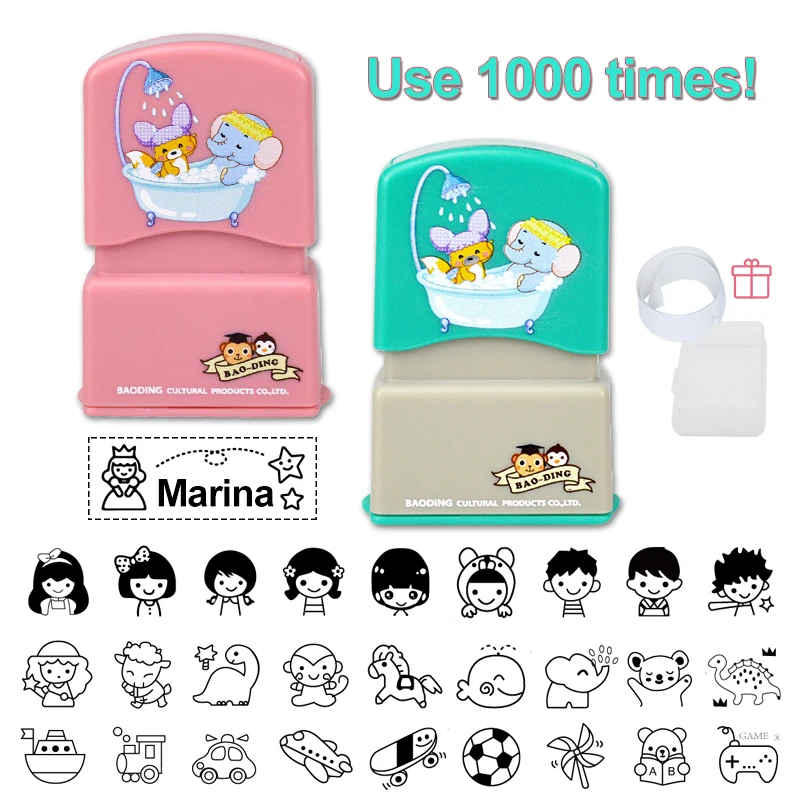 Sellos personalizados con nombre para niños, sello de ropa artesanal, para maestro, juguete para niños, personalizado