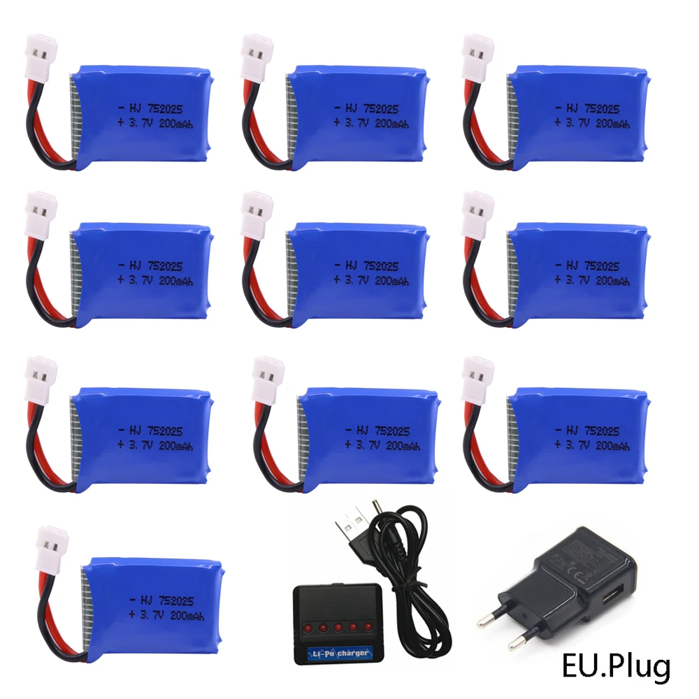 Аккумулятор Lipo 3 7 в 200 мА · ч с зарядным устройством USB 5 1 для квадрокоптера Syma X11 X4