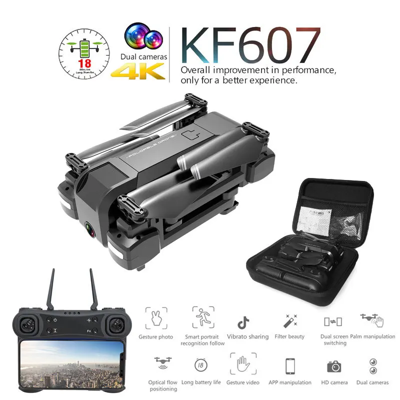 

KF607 WIFI FPV RC Foldable Drone Wide-angle HD 1080P 4K Camera Headless Mode Optical Flow Pressure Altitude Hold Quadcopter