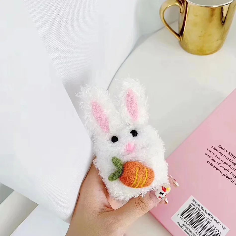 3D Cute Earphone Case For Airpods Case 1 Cartoon Knitted Plush Cover For Apple Airpods 2 Case Bear Teddy Dog Rabbit Earpods Case
