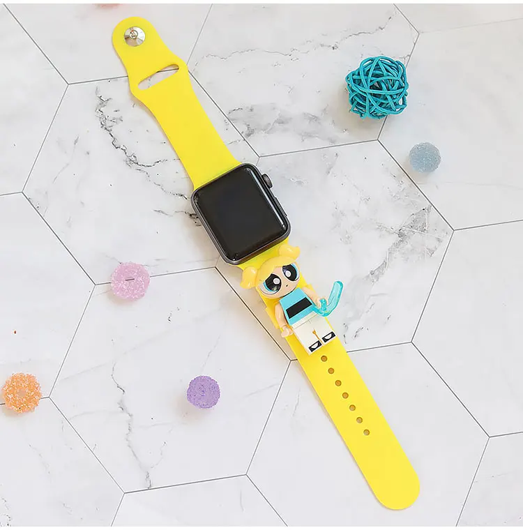 Силиконовый ремешок для Apple Watch, серия 4, 3, 2, 1, 38 мм, 42 мм, iwatch 5, ремешок для часов 44 мм, 40 мм, спортивный браслет, резиновый, милый, водонепроницаемый