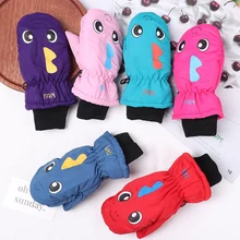 1 пара, Детские милые Мультяшные перчатки, теплые зимние перчатки для мальчиков и девочек, лыжные, ветрозащитные, водонепроницаемые, утолщенные, теплые, с длинными рукавами, варежки