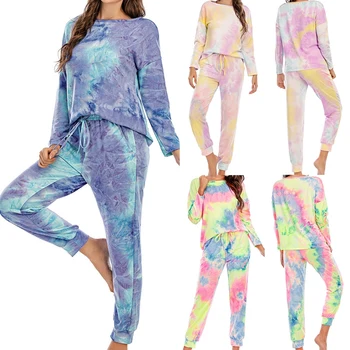 

Gradient Tie Dye Sweatsuit Set Long Sleeve Tops Drawstring Jogger Pants Tracksuit Loungewear