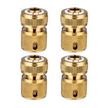 4 Pc Brass Hose Connector Hose End Quick Connect Fitting 1/2 inch Hose Pipe Quick Connector for Gardening Home Watering,Car Wash 10pcs 1 2 inch hose garden tap water hose pipe connector quick connect adapter fitting watering