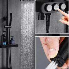 Tap Shower-Faucets-Set Bath-Mixer Hand-Shower Rainfall Black Wall-Mounted Cold Hot 