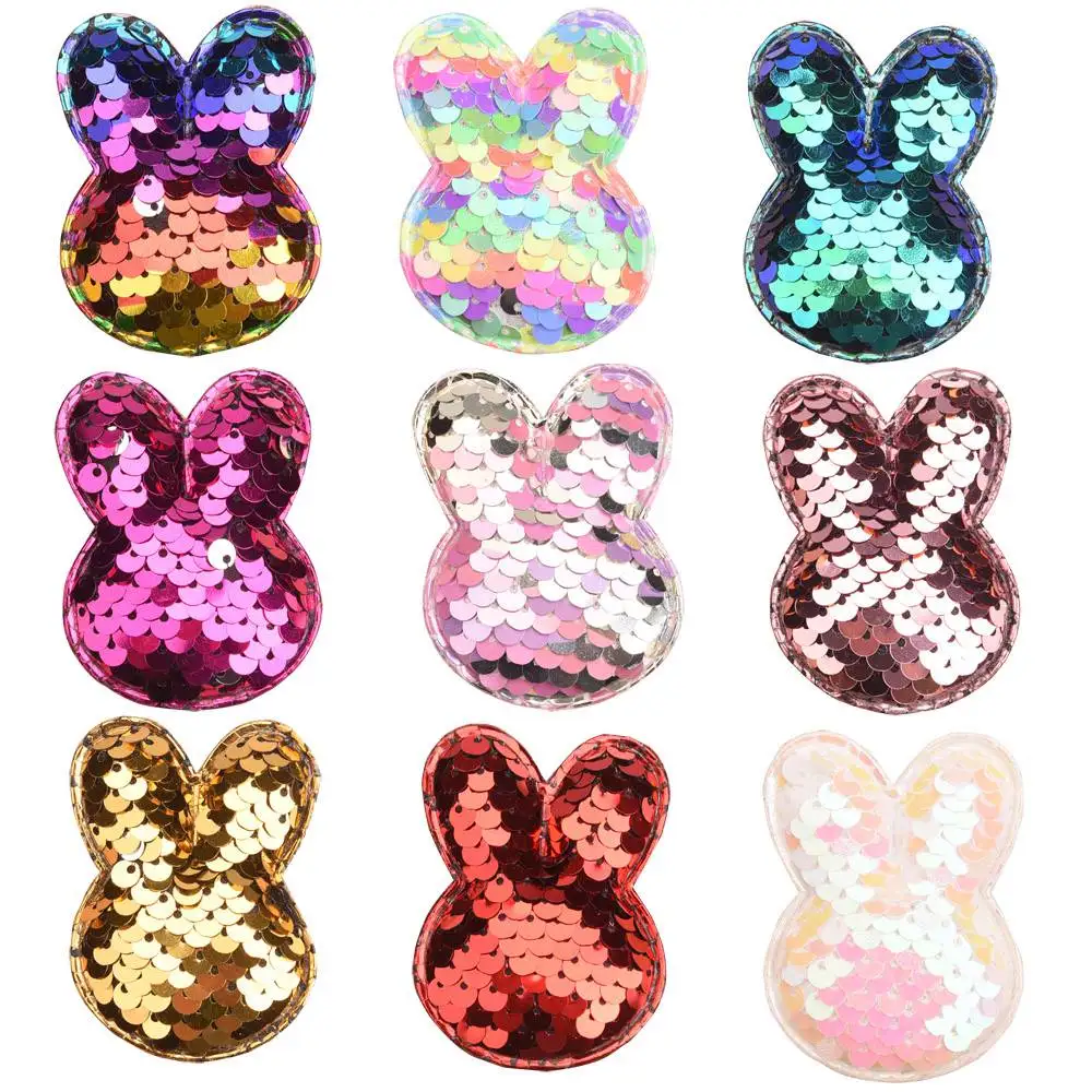 36PCS 2.4inch Sequin Bunny Accessories Girls Hair Glitter Bows Easter Headwrap Accessory No Clips for Headband |