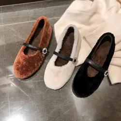BELLECOM/Новинка; Зимняя шерстяная женская обувь; Теплая Бархатная обувь с круглым носком на плоской подошве; обувь с низким верхом