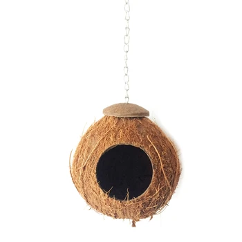 

Crested Gecko Coco Hut Shell Bird House Sturdy Hanging Home Climbing Porch Hiding Sleeping&Breeding Pad