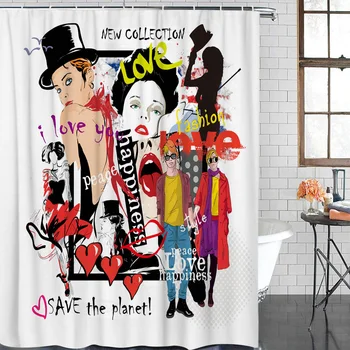 

Human Images Urban Fashion Art Bathroom Shower Curtains Bathroom Decor with Hooks Waterproof