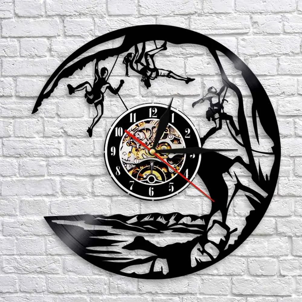 Extreme Adventure Rocking Climbing Wall Clock Climb That Mountain Vinyl Record Wall Clock Climbers Gift Inspirational Wall Watch