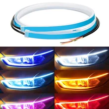 OKEEN Ultrafine DRL 30 45 60 см дневной ходовой светильник Гибкая мягкая трубка направляющая автомобильная светодиодная лента белый сигнал поворота желтый Водонепроницаемый OKEEN Ultrafine DRL 30 45 60 см дневной ходовой светильник Гибкая мягкая трубка направляющая автомобильная светодиодная лента белый сигнал поворота желтый Водонепроницаемый