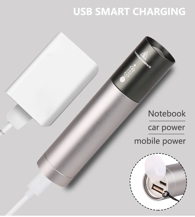Мощный светодиодный фонарик USB Перезаряжаемый дальний фонарь lanterna маленький аварийный свет может использоваться в качестве банка питания