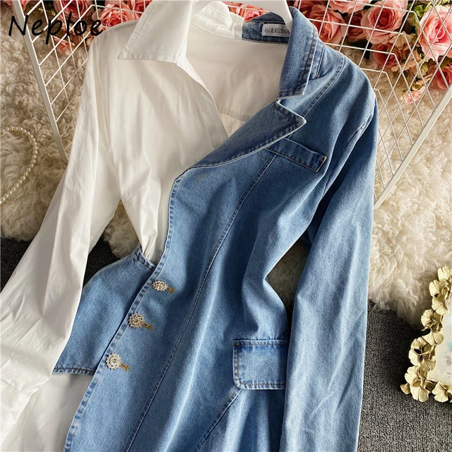 New Fashion Robe Jeans Dress Women Long Sleeve Casual Denim Dresses Long  Jeans Shirt Dress Korean Fashion Robe Femme - Dresses - AliExpress