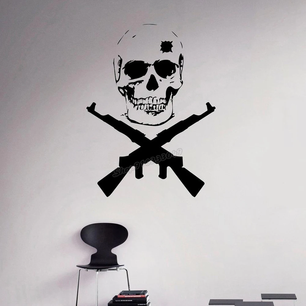 

Military Emblems Wall Decal Vinyl Skull Weapons Wall Sticker Home Interior Bedroom Decor Armed Forces Wall Decor Design B494