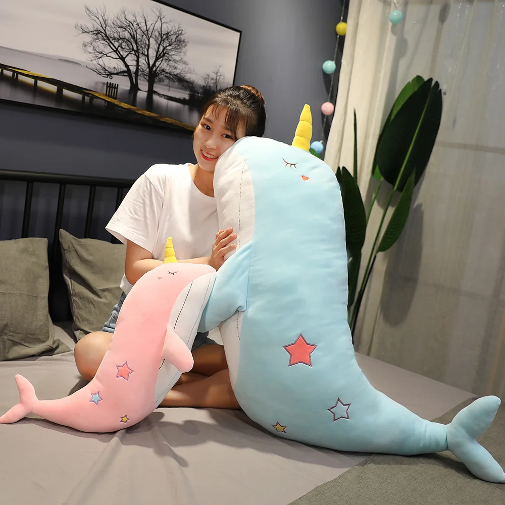 60-120 см супер прекрасный единорог кит море животное большой кит Мягкая игрушка чучело рыба прекрасный детский подарок на день рождения для девочек