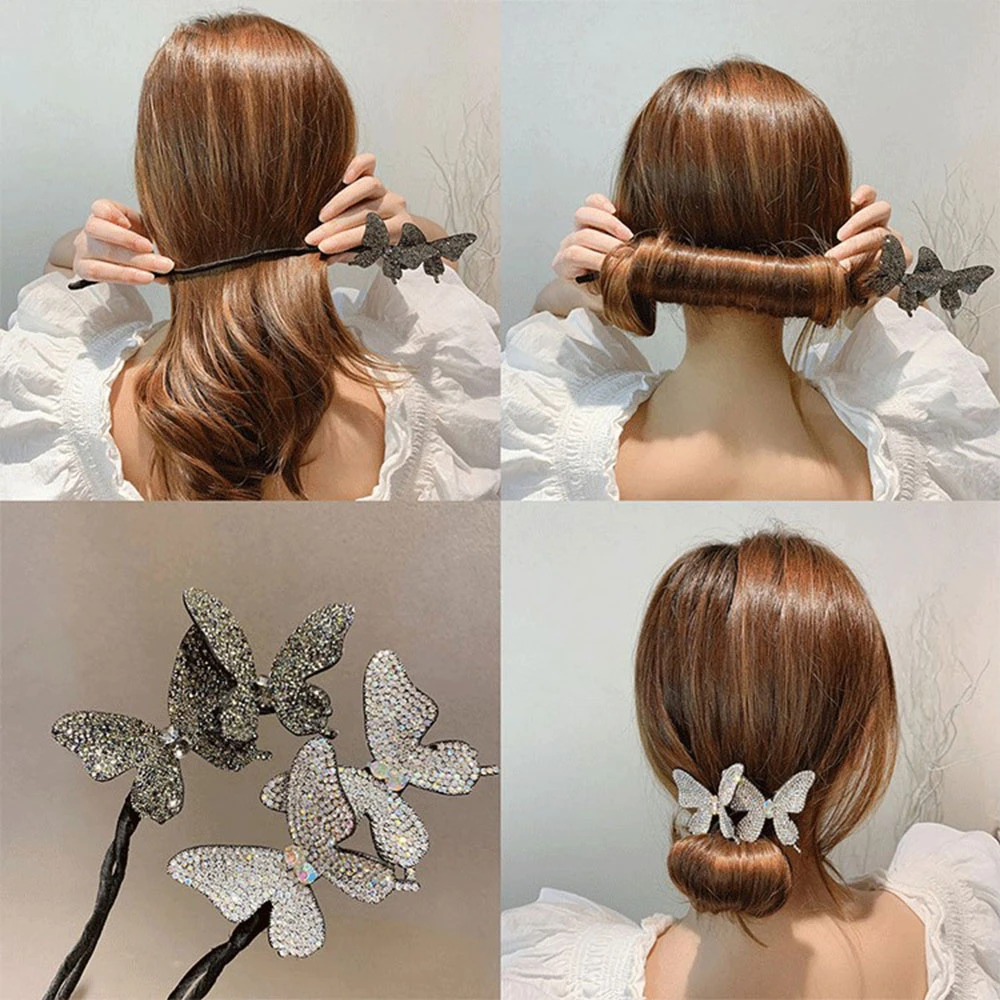 Diy Hair Style Braided Hair Artifact Lazy Curly Hair Stick Butterfly  Hairpin Bun Hairstyle Flower Hair Ornament Headdress - Braiders - AliExpress