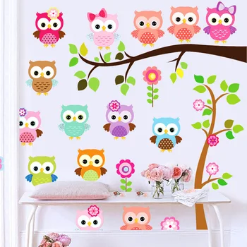 

Creative cartoon children's room bedroom bed top decoration cute owl sticker kindergarten self adhesive wall sticker