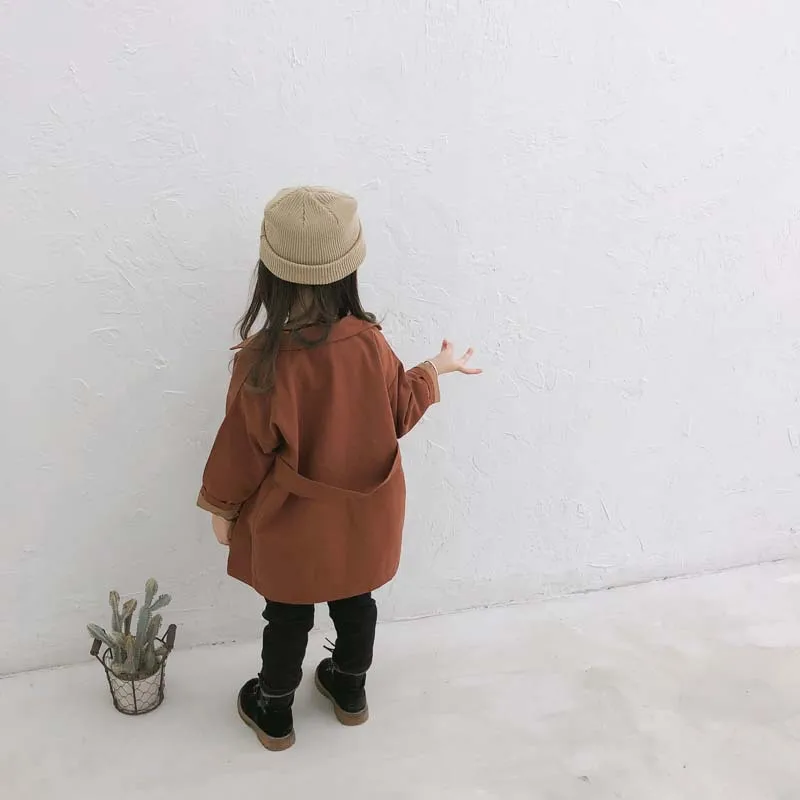 Autumn New Style GIRL'S Coat Children Fashion Mid-length Double Breasted Trench Coat Childrenswear a Generation of Fat