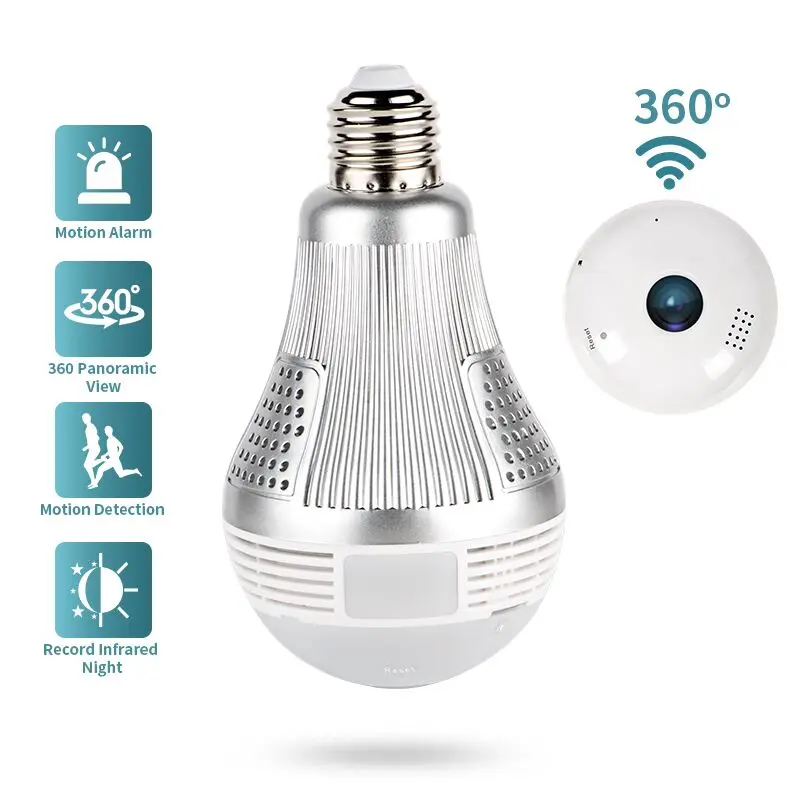 Светильник HD беспроводная ip камера Wi Fi видеонаблюдения рыбий глаз 960P/3MP 360