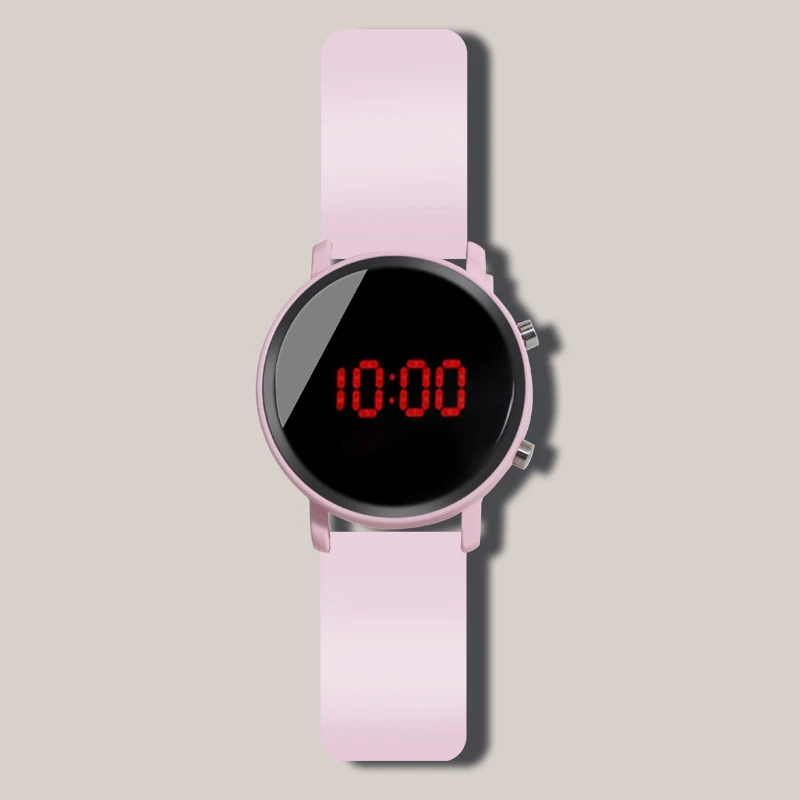 Pink Новые наручные часы, повседневные часы, круглые детские часы, Детские светодиодные силиконовые часы, цифровые часы, Золотые спортивные электронные часы для мальчиков и девочек - Цвет: Pink