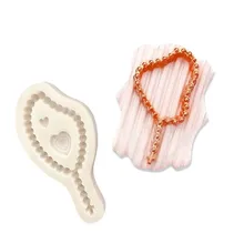 Силиконовая форма в форме сердца с бусинами, цепочка, форма для выпечки, форма для шоколада, помадки, глины, инструменты для украшения тортов, кухонная посуда для выпечки Силиконовая форма в форме сердца с бусинами, цепочка, форма для выпечки, форма для шоколада, помадки, глины, инструменты для украшения тортов, кухонная посуда для выпечки