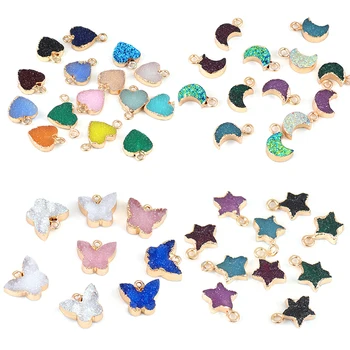 

Faux Druzy Resin Stone Connector Charms Pendant Colorful Charm for Bracelet Necklace Making Crystal Jewelry Findings Wholesale