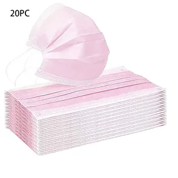 

20PCs Pink Non Woven Disposable Face Mask Industrial 3 Layers Ear Loop Masks Outdoor Dustproof Protection Mask Men Women