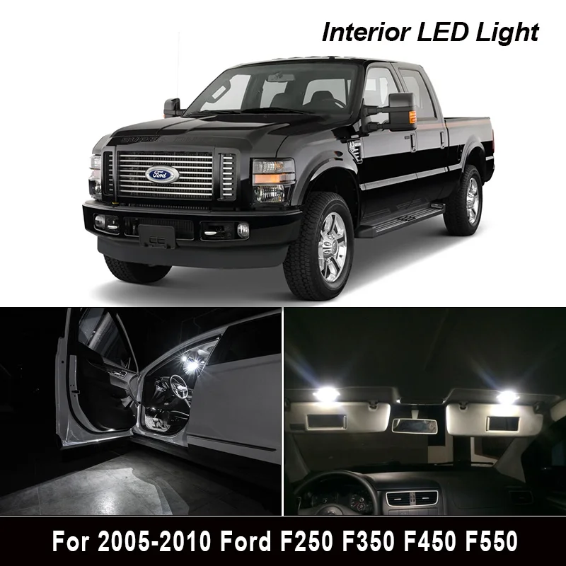 Комплект Ксеноновых белых светодиодных ламп для салона 2005-2010 Ford F250 F350 F450 F550 10 шт. |