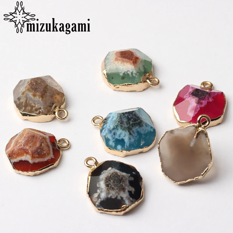 

Natural Stone Charms Pendant Geometric Irregularity Natural Color Stone Charms 15mm 2pcs/lot For DIY Fashion Jewelry Accessories