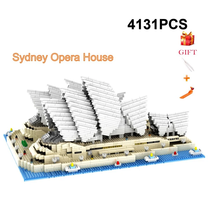 

PZX Mini Blocks Popular Luxury World Performing Arts Center Sydney Opera House Architecture City Set Bricks Collect Toys