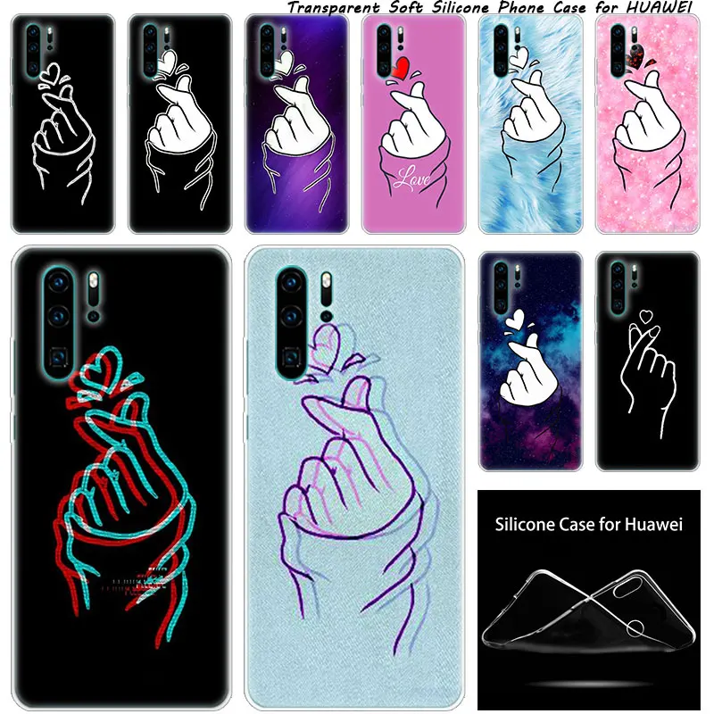 Роскошный силиконовый чехол Love on the finger kpop heart для Huawei NOVA 3 3i 5 5i P20 P30 Pro P9 P10 P8 Lite 2017 P