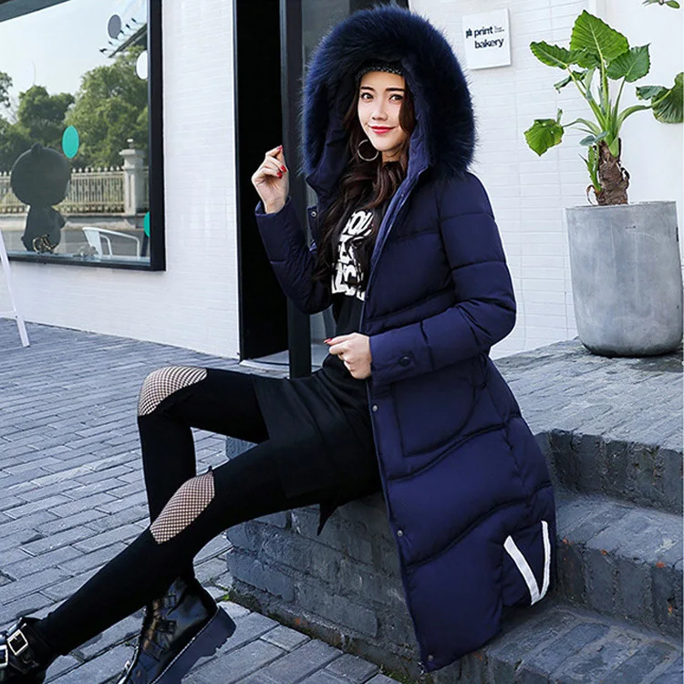 

M10 Foreign Trade 17 Winter Mid-length down Jacket Cotton-padded Clothes WOMEN'S Dress Korean-style Thick Warm Slim Fit Large Fu