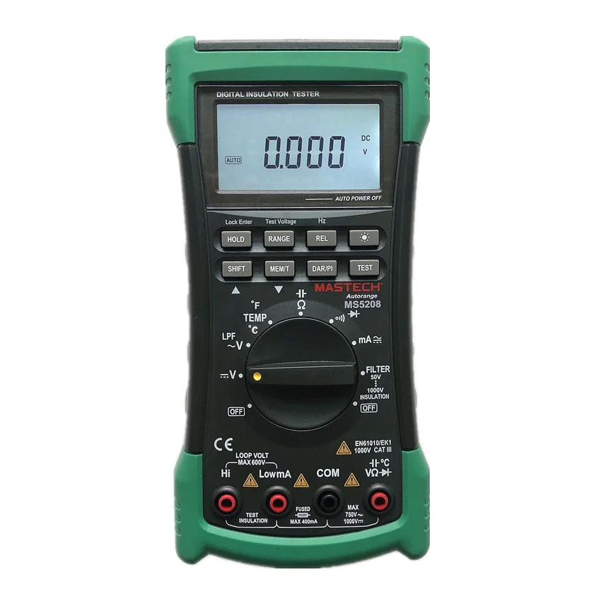 Цифровой фотоизоляционный Измеритель сопротивления MASTECH MS5208 6600 отсчетов