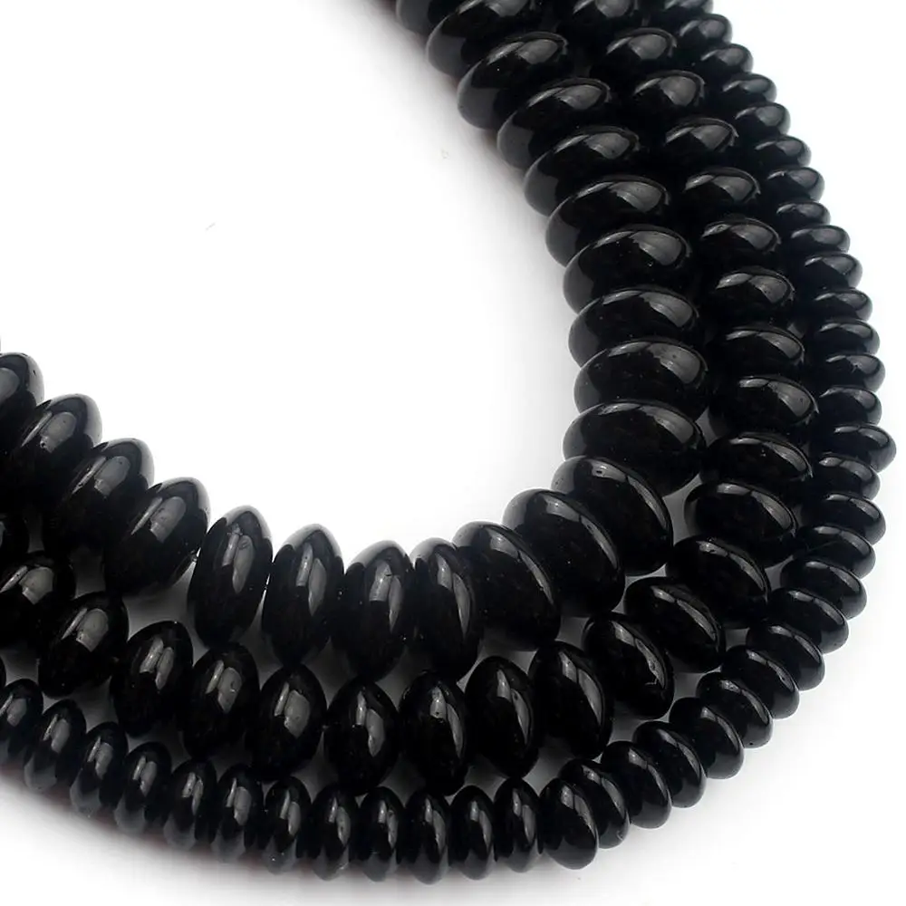 Rondelle-블랙 크리스탈 유리 스톤 비즈 주얼리 제작 용 플랫 라운드 루즈 ..