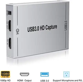 

HDMI Capture Card, Ansten USB3.0 Game Video Converter with HDMI Loop-out Support Full HD 1080P Mic In and Audio Out, Compatible