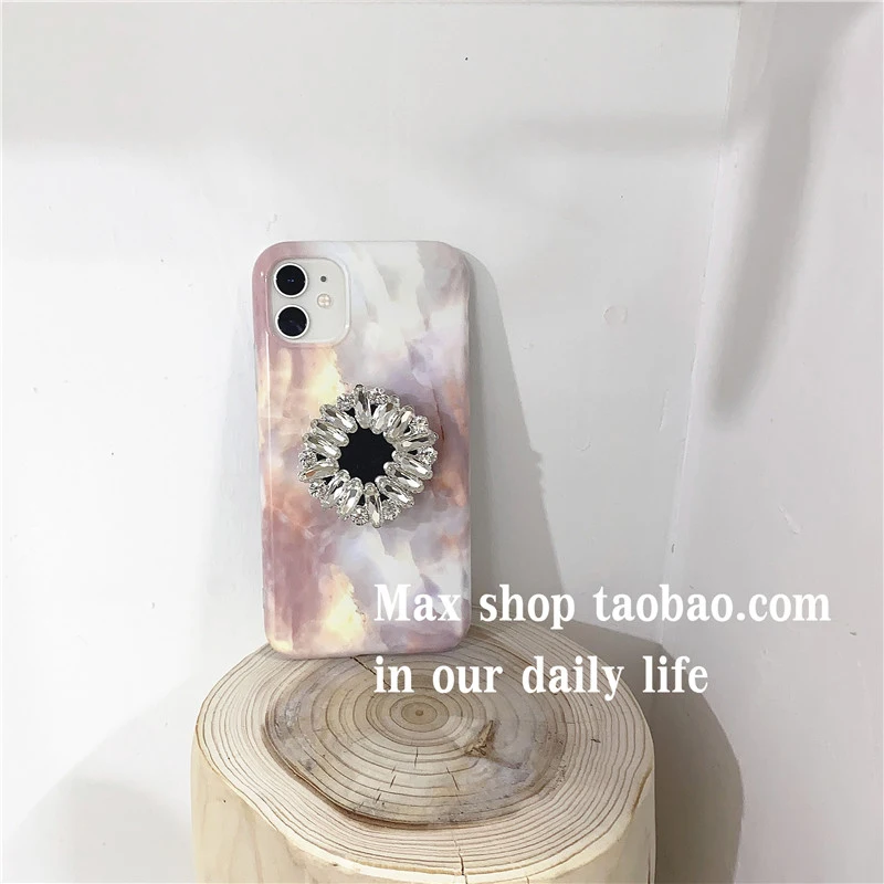 Korea Popular Diamond bling marble holder stand Soft silicon phone case for iphone 7 8 Plus X XS XR MAX 11 Pro 12 Mirror cover | Мобильные