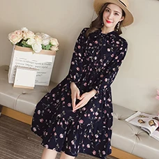 Fashion-Bohe-Women-Chiffon-Dress-Elegant-Casual-A-line-Knee-length-Ladies-Sweet-Bohemian-Print-Bow
