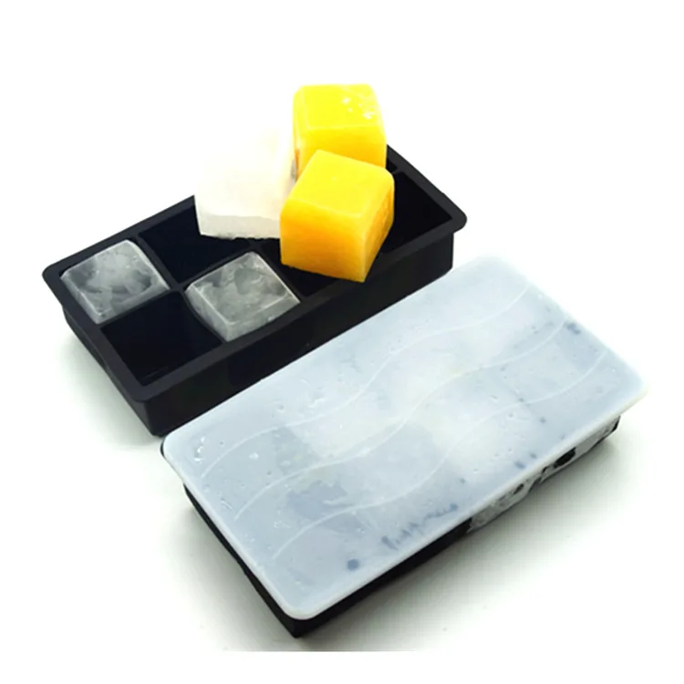 

Amazon Hot Sales Silica Gel 8 Grid Ice Grid Mold Eight Grid with Ice Grid Mold Food Grade Square King Large Ice Cubes
