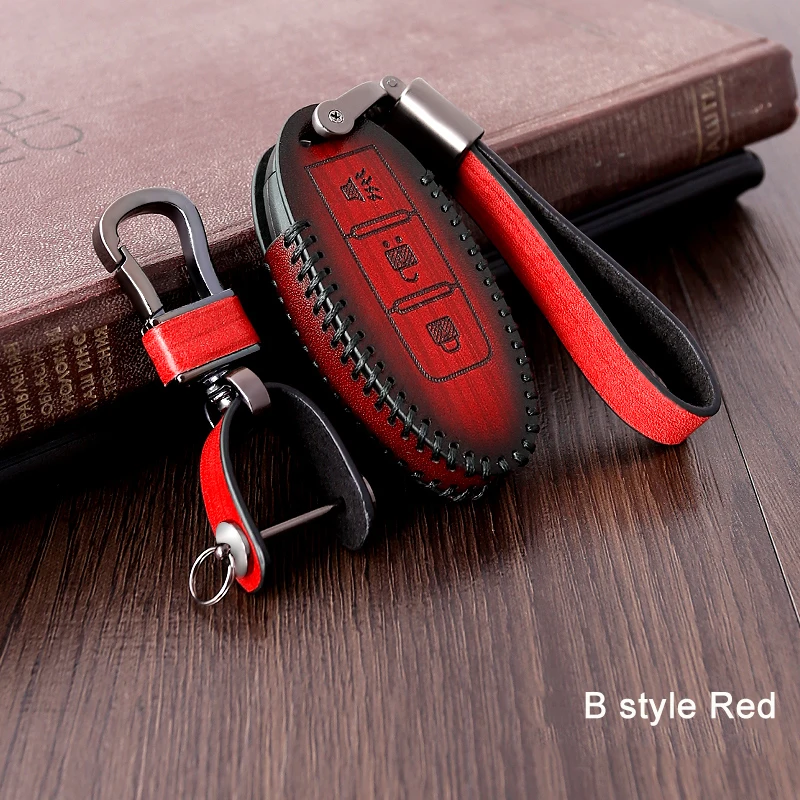 B Style Red Чехол из натуральной кожи с дистанционным управлением для автомобиля, чехол для Nissan Qashqai J10 J11 X-Trail t31 t32 kicks Tiida Pathfinder муранское Примечание - Название цвета: B Style Red