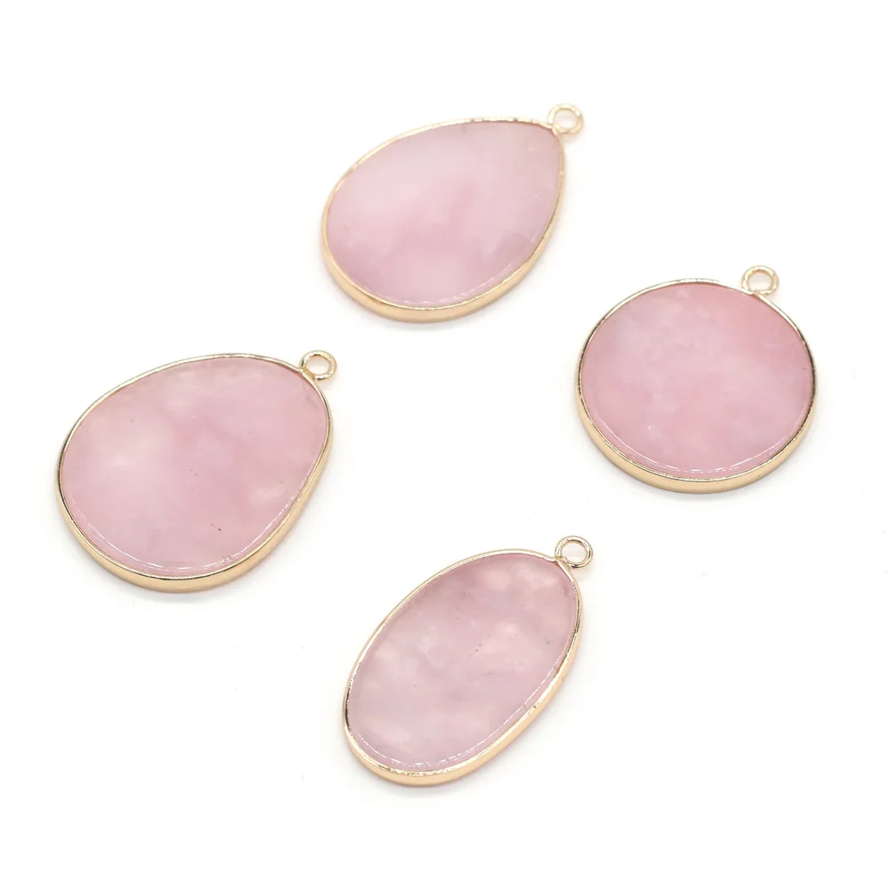 Natural Stone Rose Quartzs Pendant Various Shapes Exquisite Charms for Jewelry Making DIY Earring Necklace Accessories | Украшения и