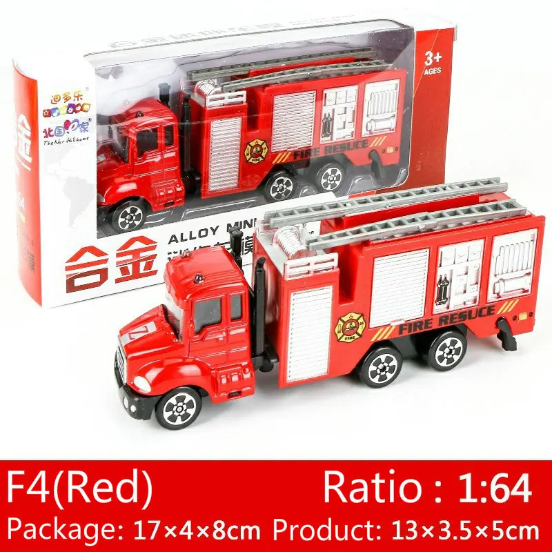 1 PC Mini Toy Vehicle Model Alloy Diecast Engineering Construction Fire Truck Ambulance Transport Car Educational Children Gifts - Цвет: LTC00284F4