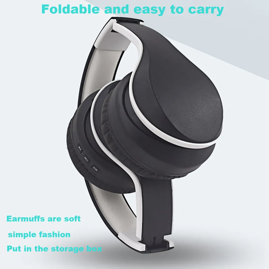 Foldable Bluetooth Handsfree Headset True Wireless Hi Fi Stereo AUX Wired Headphones with Microphone for huawei Xiaomi Phones